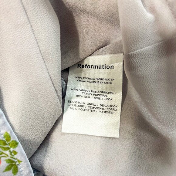 NWOT Reformation Lux Off-Shoulder Floral 100% Silk Top Size 2 Lilac Print - Picture 6 of 9